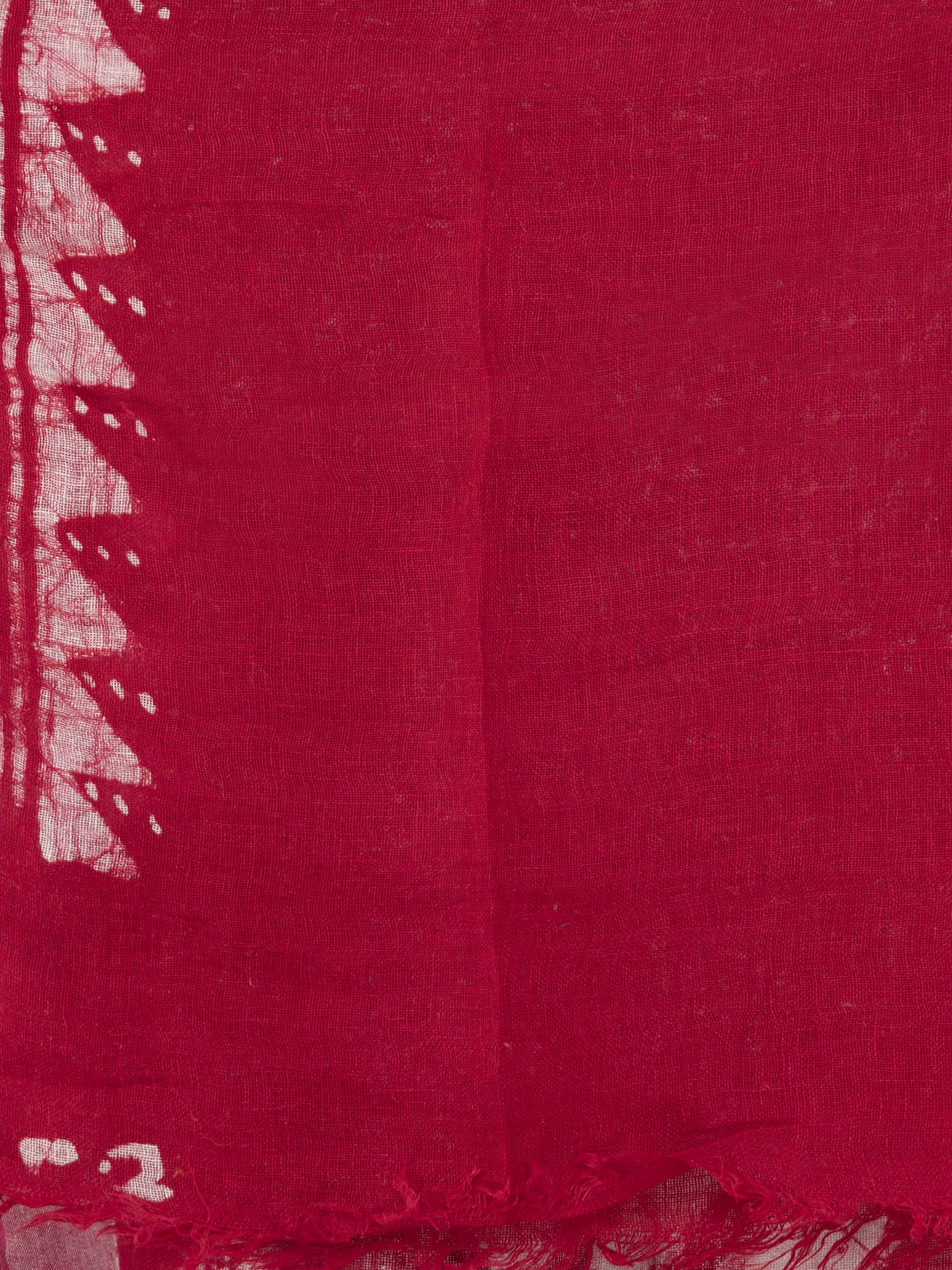 Pure Linen Batik Red Saree