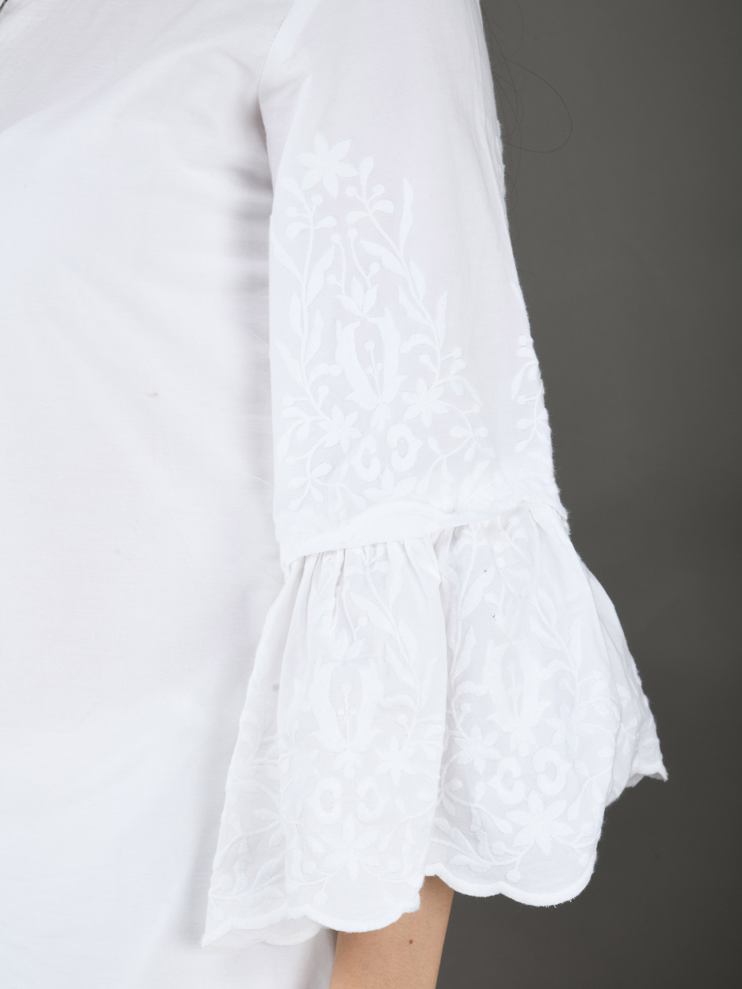 White Embroidererd Suit set </br>with Hand made bottons