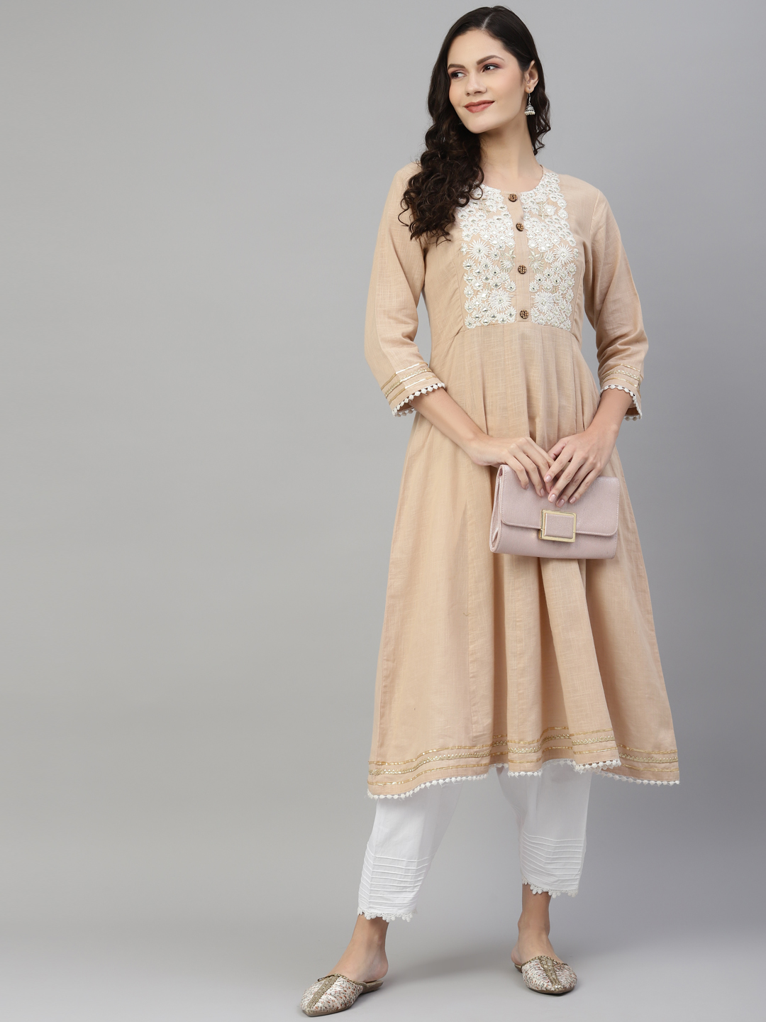 White Solid Lace Pintucks Pure Cotton  Salwar