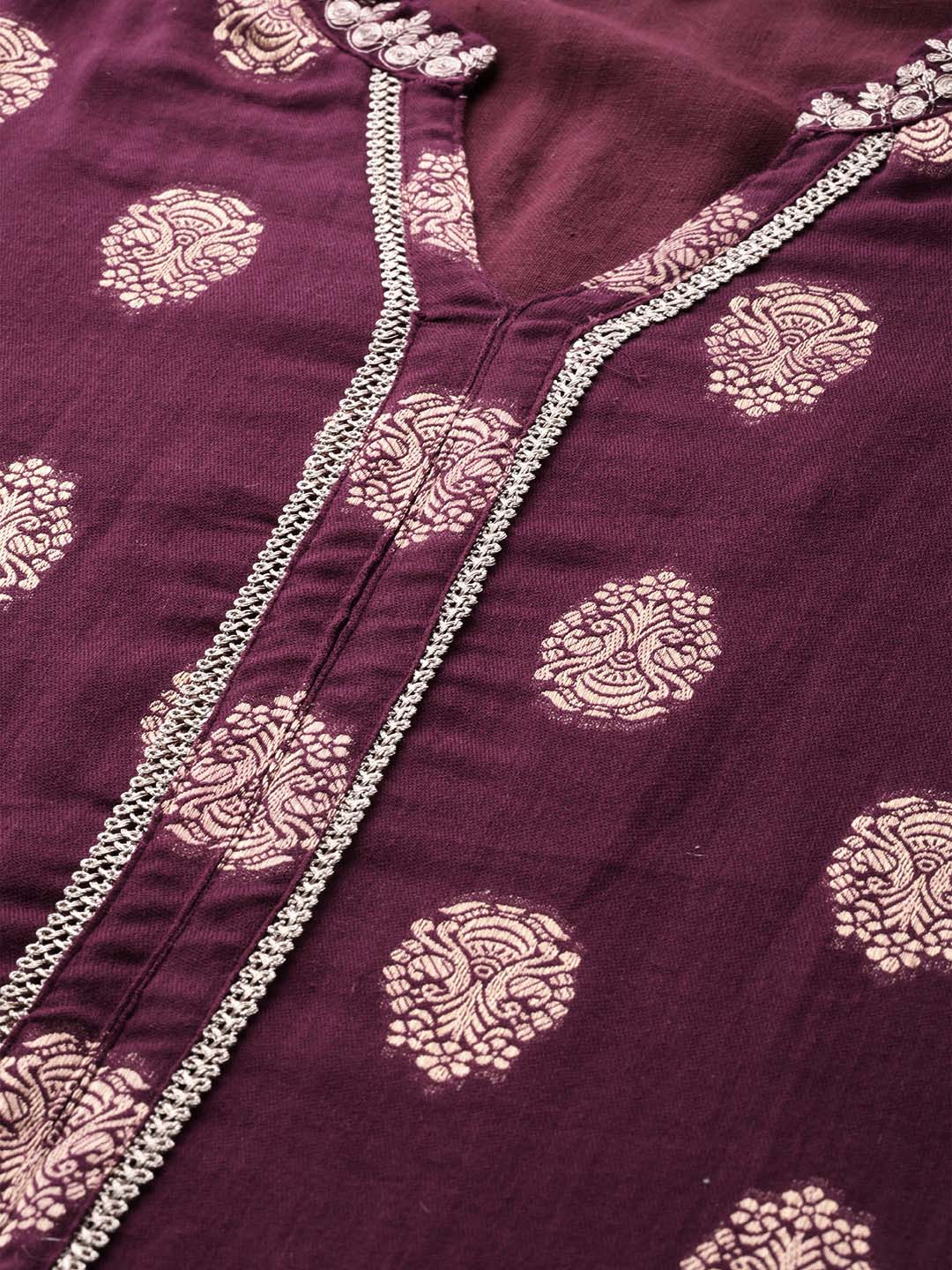 Rani Pink Embroidered Kurta With </br>Palazzo And Organza Dupatta - Set of 3