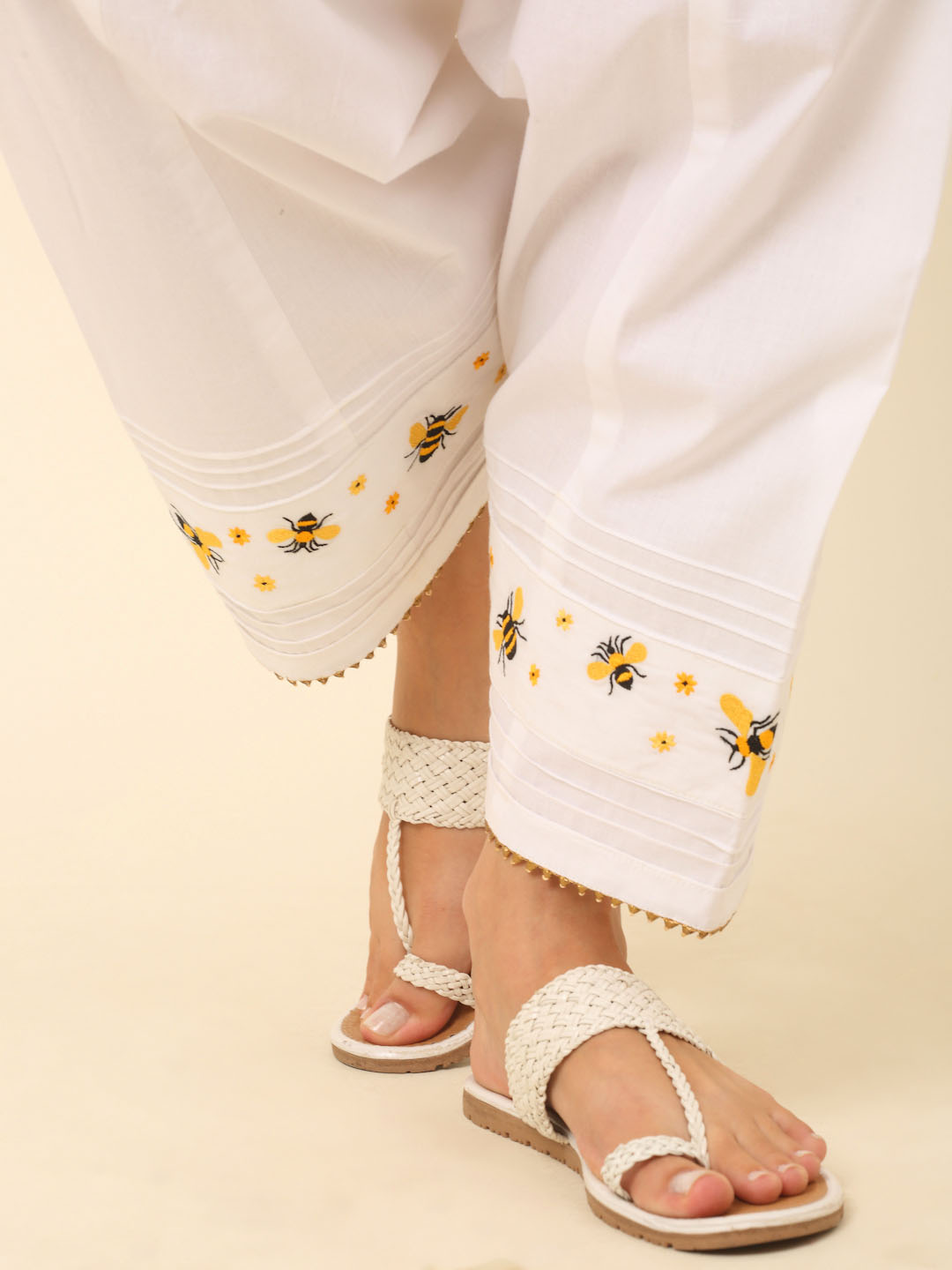 White Bee Embroidered Salwar