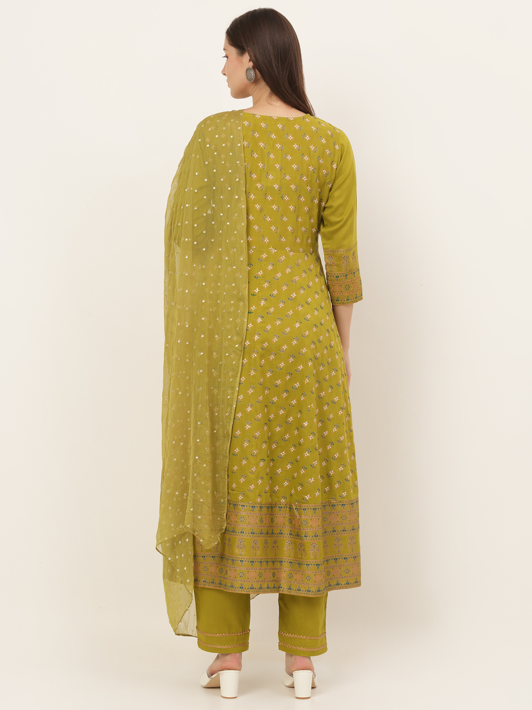 Women Floral Printed Empire Kurta with Trousers & With Dupatta