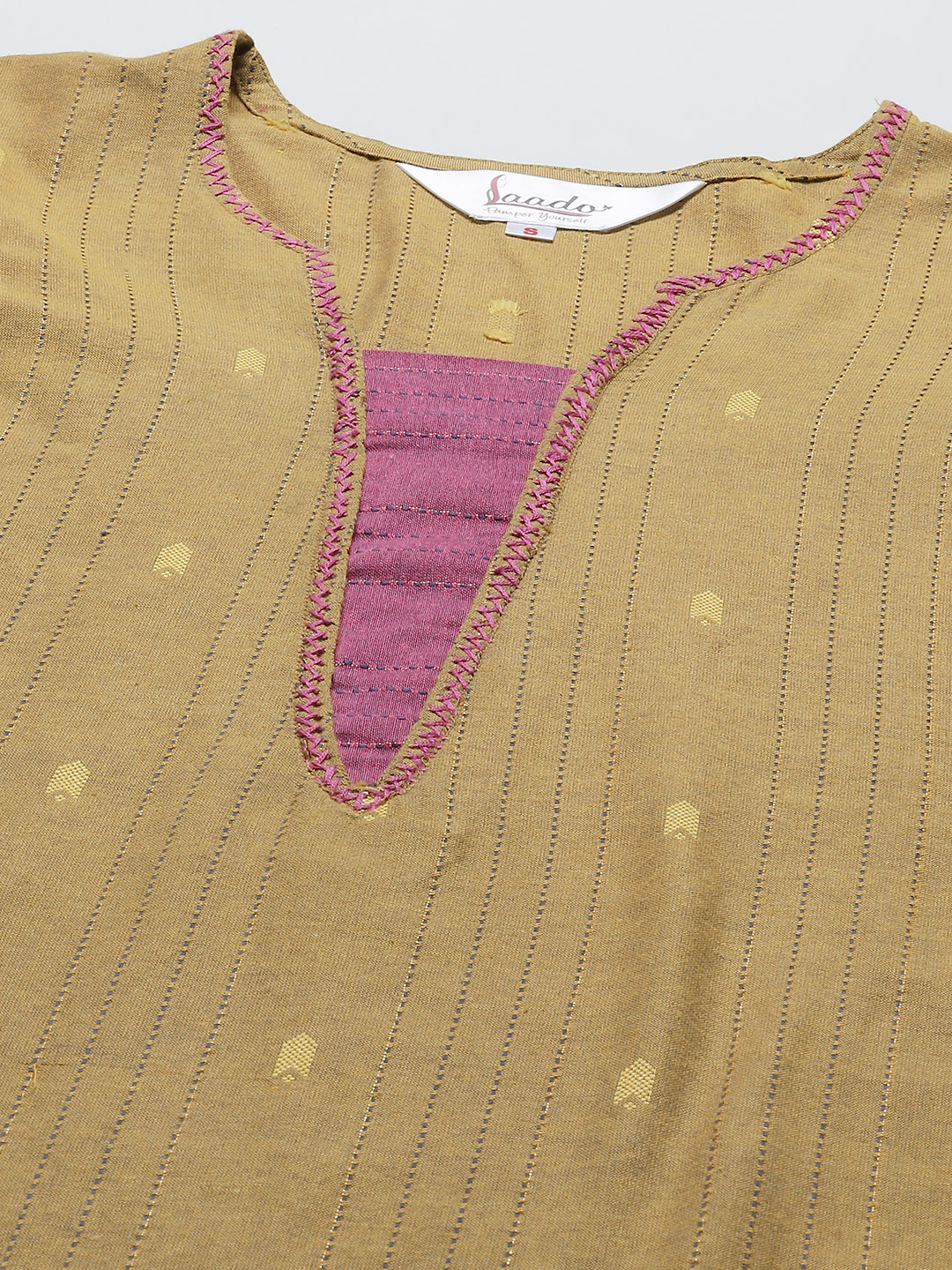 Mustard Yellow Weaved Handloom  Cotton Kurta with Thread Work