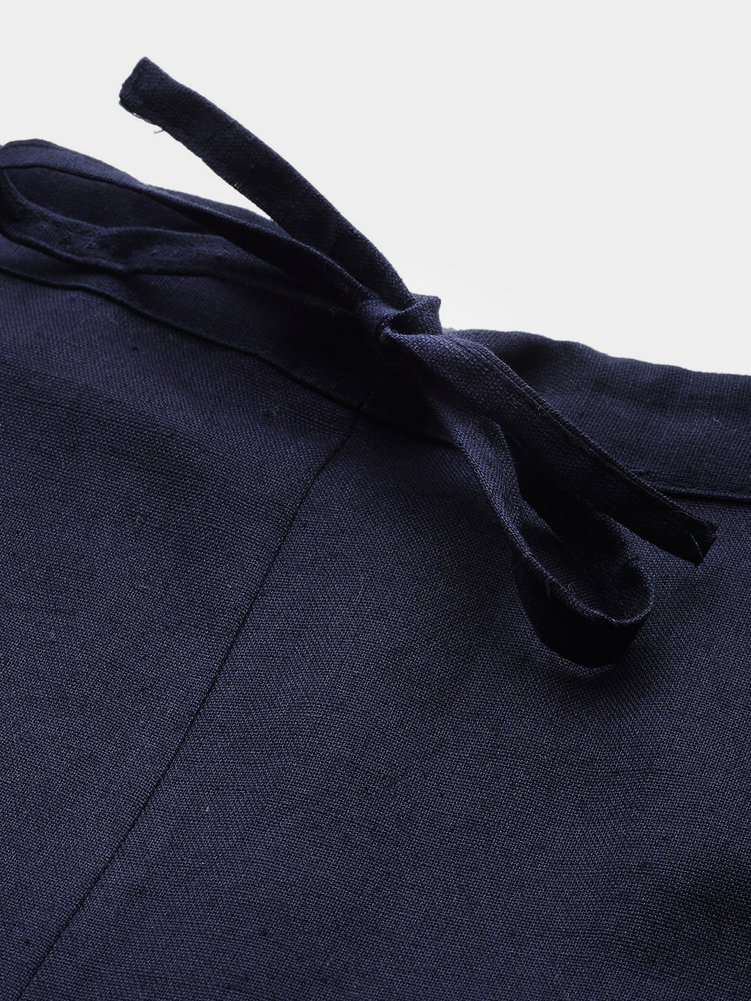 Navy Blue Hem Design Cotton Handloom  Straight Sustainable Palazzos
