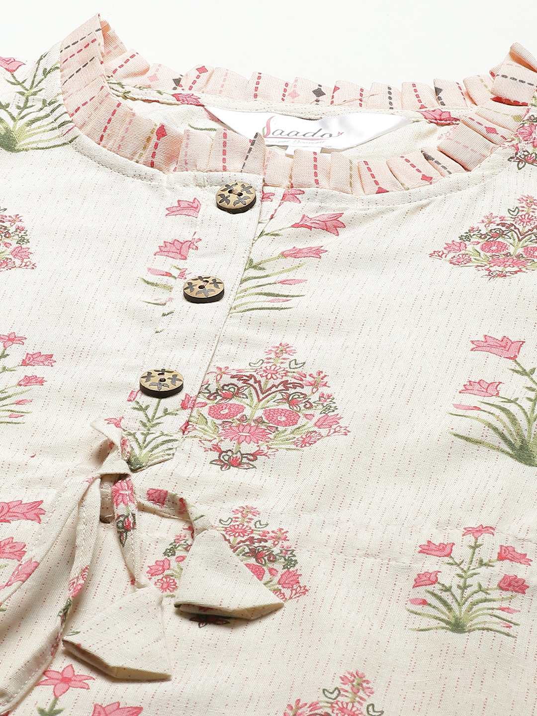 Women Beige & Pink Floral  Print Cotton Pyjama Set