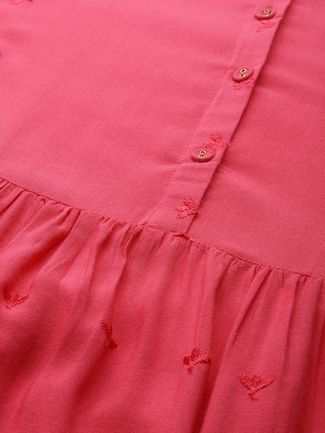 Pink Embroidered A-Line Dress