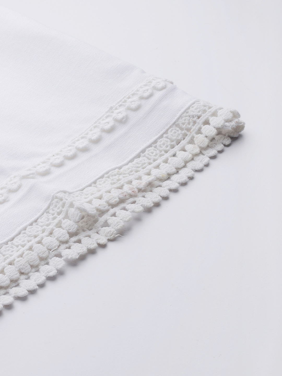 White Hem Design Cotton Handloom  Straight Sustainable Palazzos
